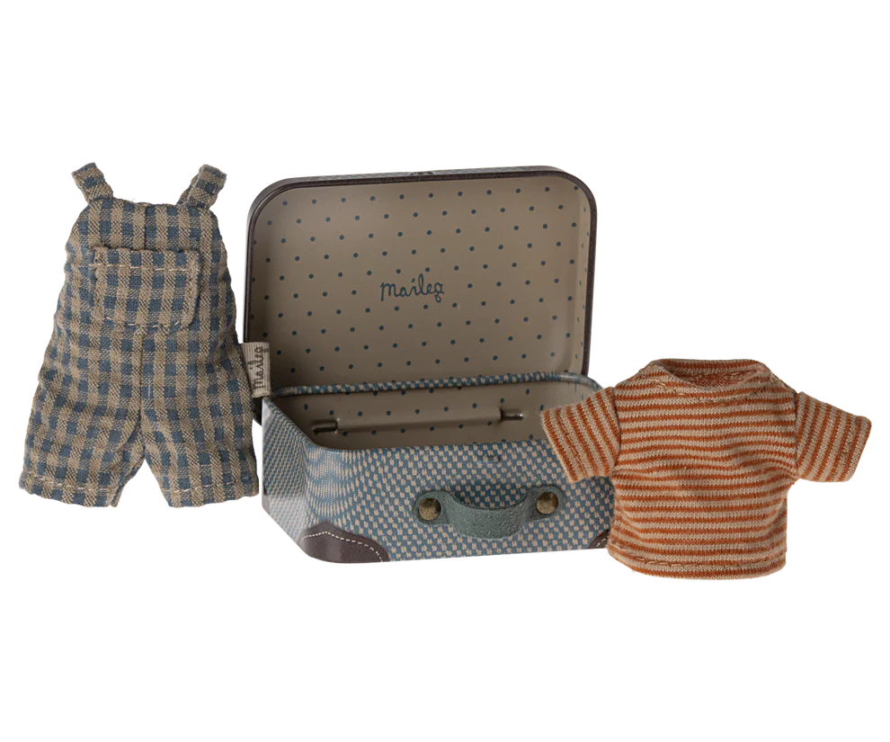 Maileg - Overalls and Shirt for Big Brother Mouse in Suitcase