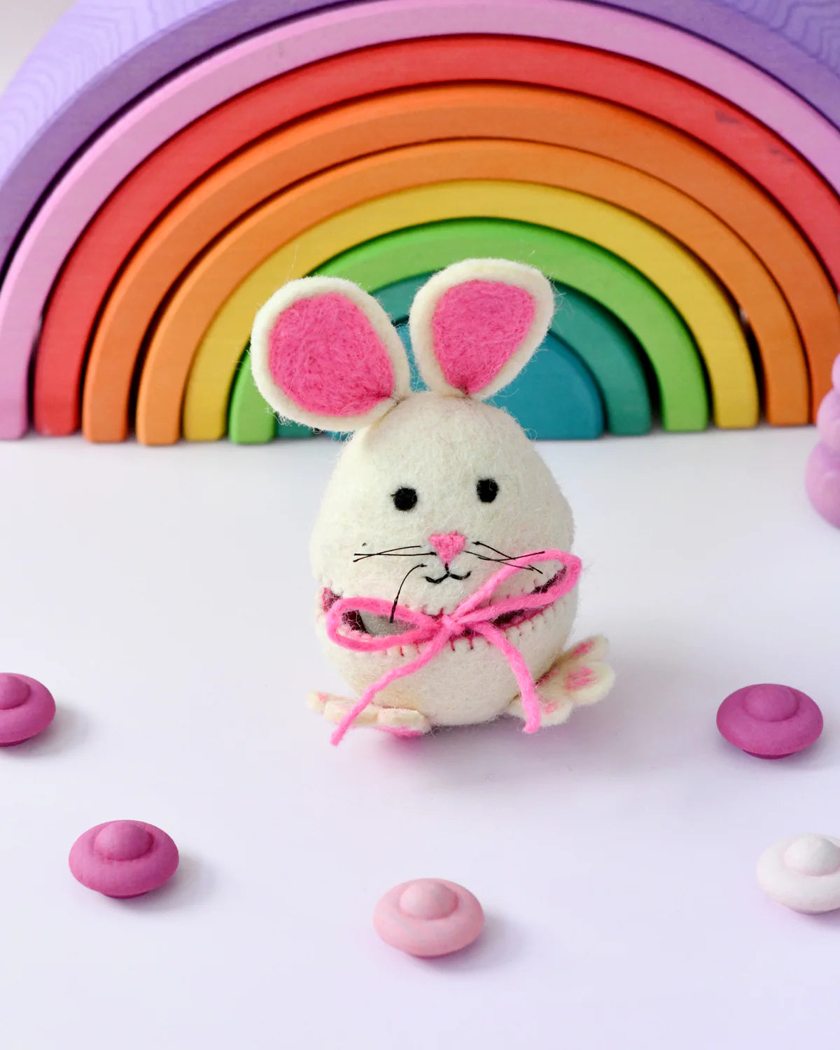 Tara Treasures - Felt Egg Cover Hopping Bunny (Pink, Blue and Orange)