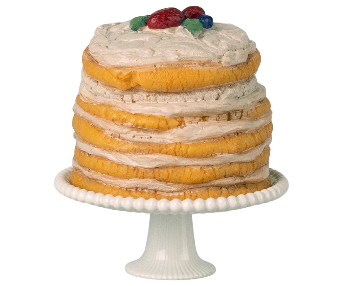 Maileg - Party Cake and Cake Stand Off-White for Mouse