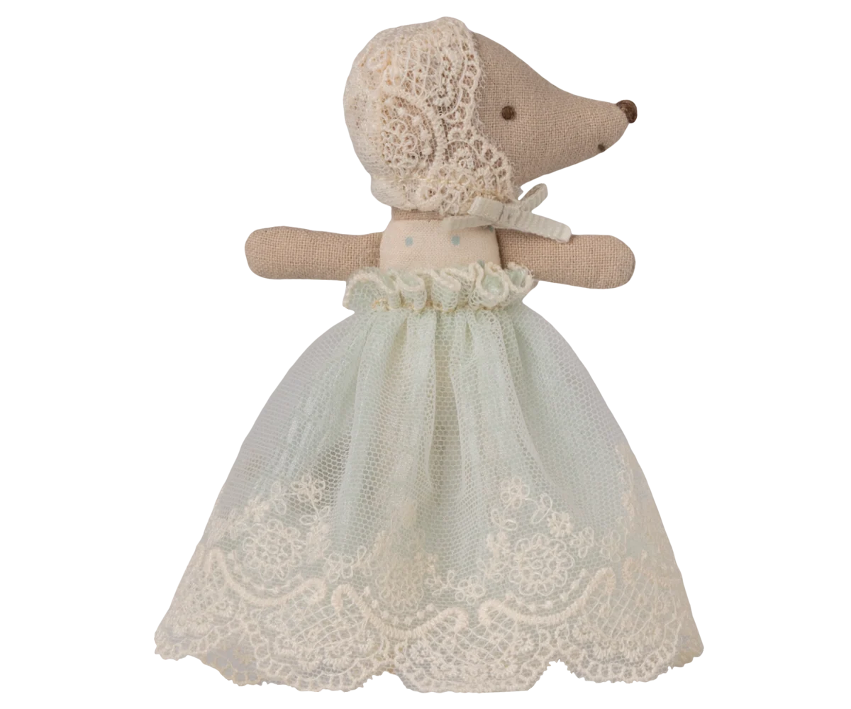 Maileg - Baby Mouse in Gown Mint