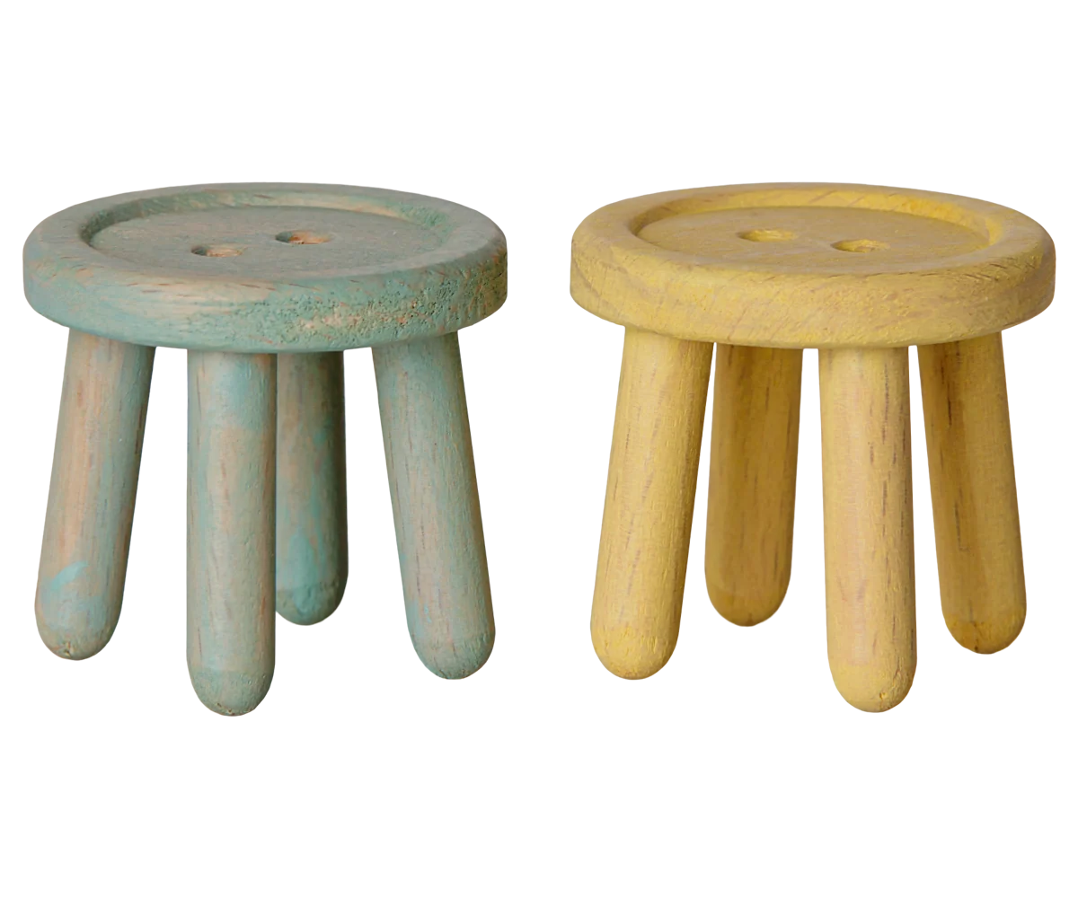 Maileg - Stool Set for Mouse Mint and Light Yellow