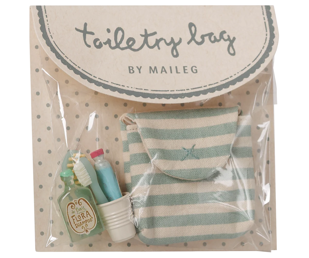 Maileg - Toothbrush Set in a Bag Blue Stripe for Mouse