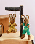 Load image into Gallery viewer, Tara Treasures Felt Brown Hare Rabbit with Green Overalls - Cheeky Junior