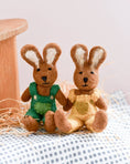 Load image into Gallery viewer, Tara Treasures Felt Brown Hare Rabbit with Green Overalls - Cheeky Junior