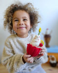Load image into Gallery viewer, Tara Treasures - Felt Giant Strawberry Cupcake with Candle