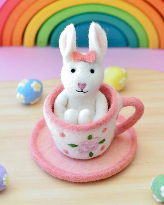 Tara Treasures Felt Rabbit in Teacup