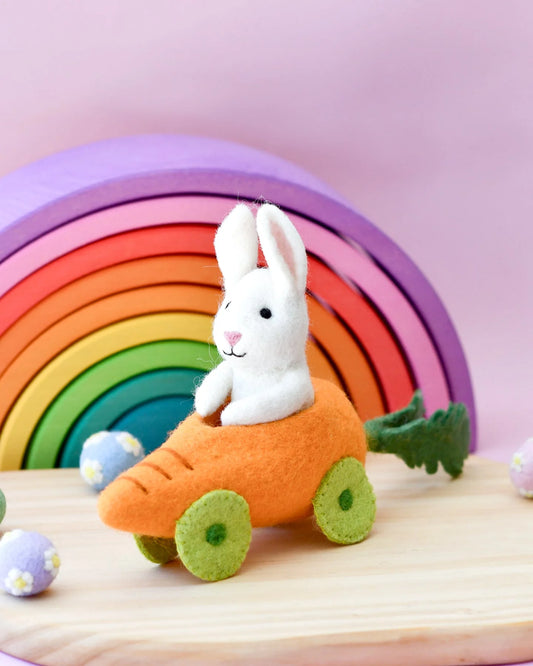 Tara Treasures Felt Rabbit with Carrot Car