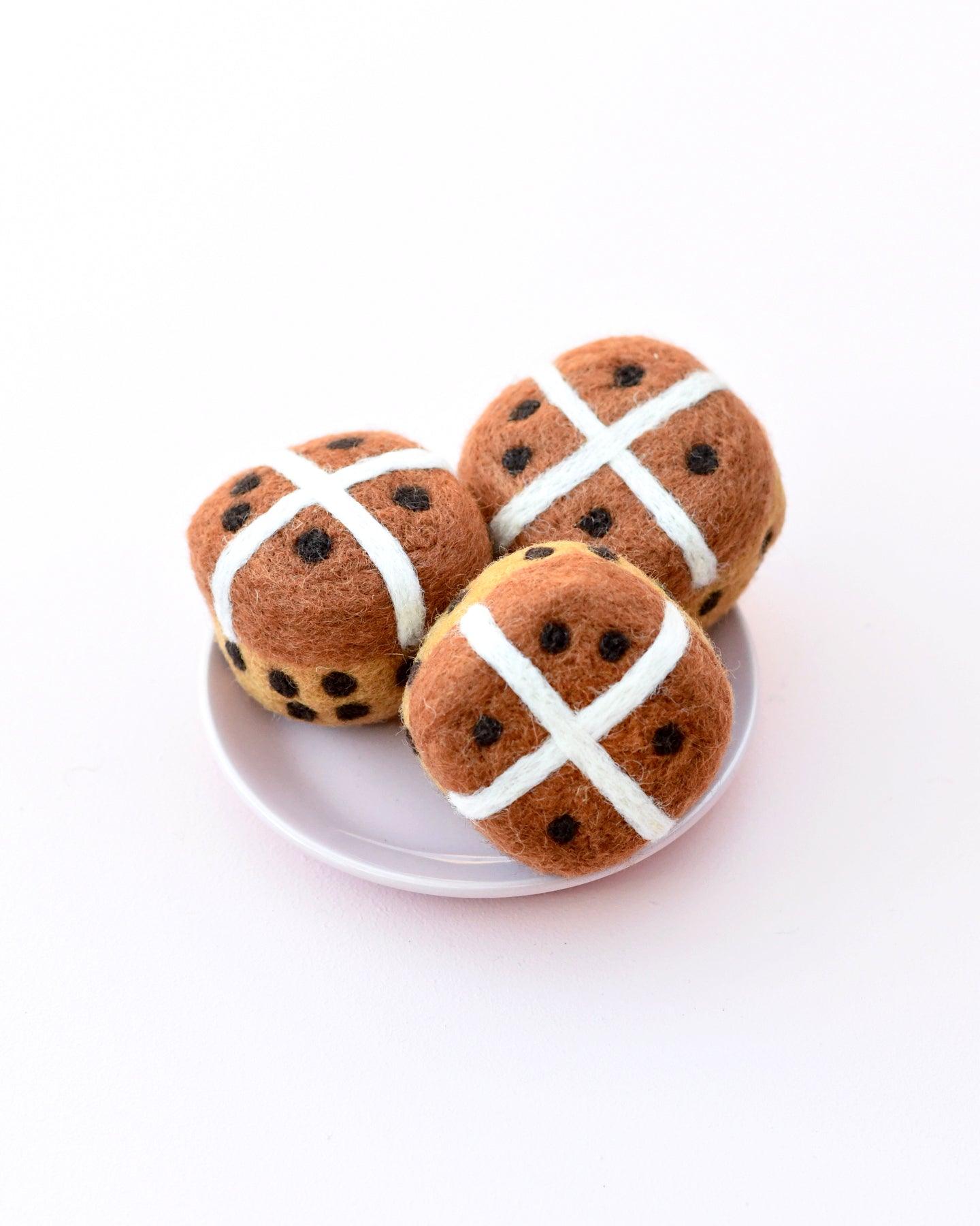 Tara Treasures Felt Hot Cross Buns Set of 3 - Cheeky Junior