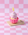 Load image into Gallery viewer, Tara Treasures - Felt Giant Pink Vanilla Cupcake with Candle