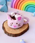 Load image into Gallery viewer, Tara Treasures Felt Bunny Hot Chocolate Mug with Marshmallows - Pink Cup - Cheeky Junior