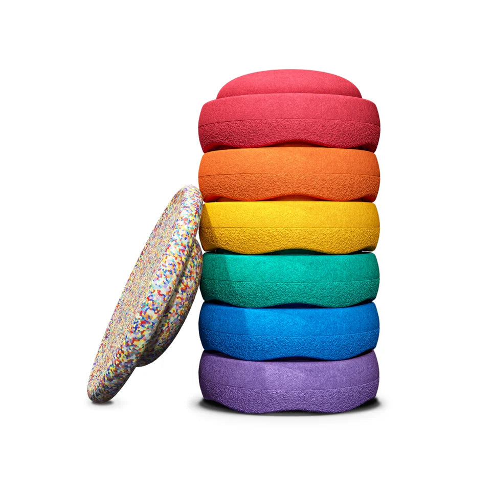 Stapelstein - Rainbow Set of 6 + 1 Super Confetti Board Set