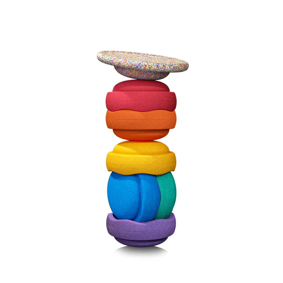 Stapelstein - Rainbow Set of 6 + 1 Super Confetti Board Set