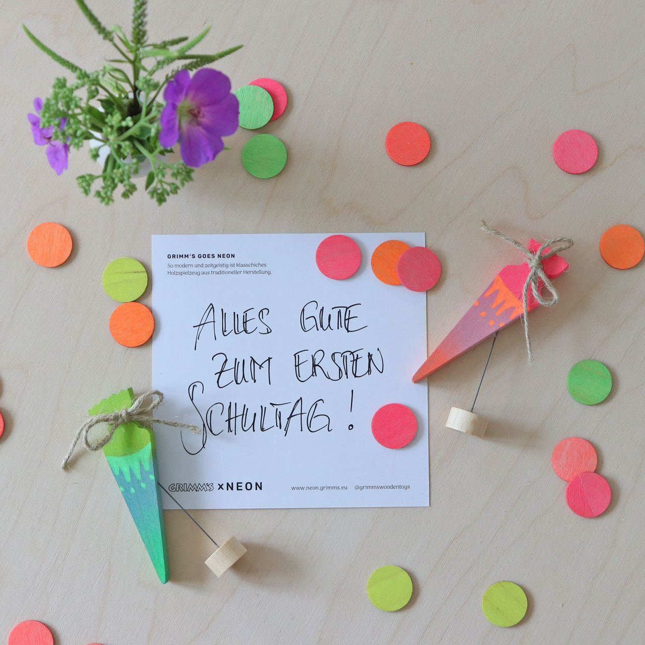 Grimm's Celebrations - School Cone Neon Green