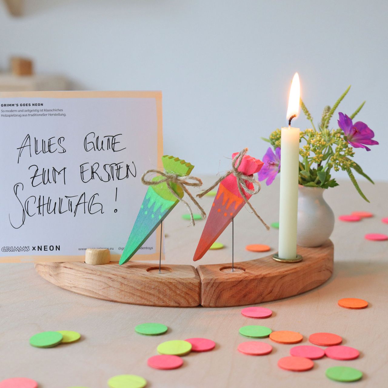 Grimm's Celebrations - School Cone Neon Green