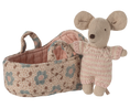 Load image into Gallery viewer, Maileg - Baby Mouse in Carry Cot Rose