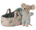 Load image into Gallery viewer, Maileg - Baby Mouse in Carry Cot Blue