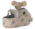 Load image into Gallery viewer, Maileg - Baby Mouse in Carry Cot Blue