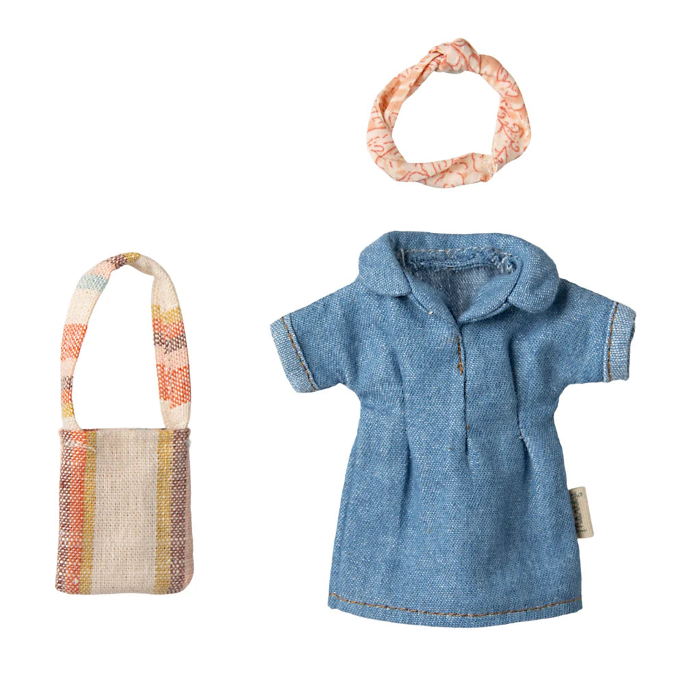 Maileg - Denim Dress and Bag for Mum Mouse