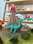 Load image into Gallery viewer, Tara Treasures - Large Dinosaur Land with Volcano Felt Play Mat Playscape
