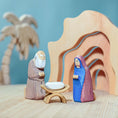 Load image into Gallery viewer, Bumbu Toys - Child Jesus, Saint Joseph and Saint Mary Nativity Set
