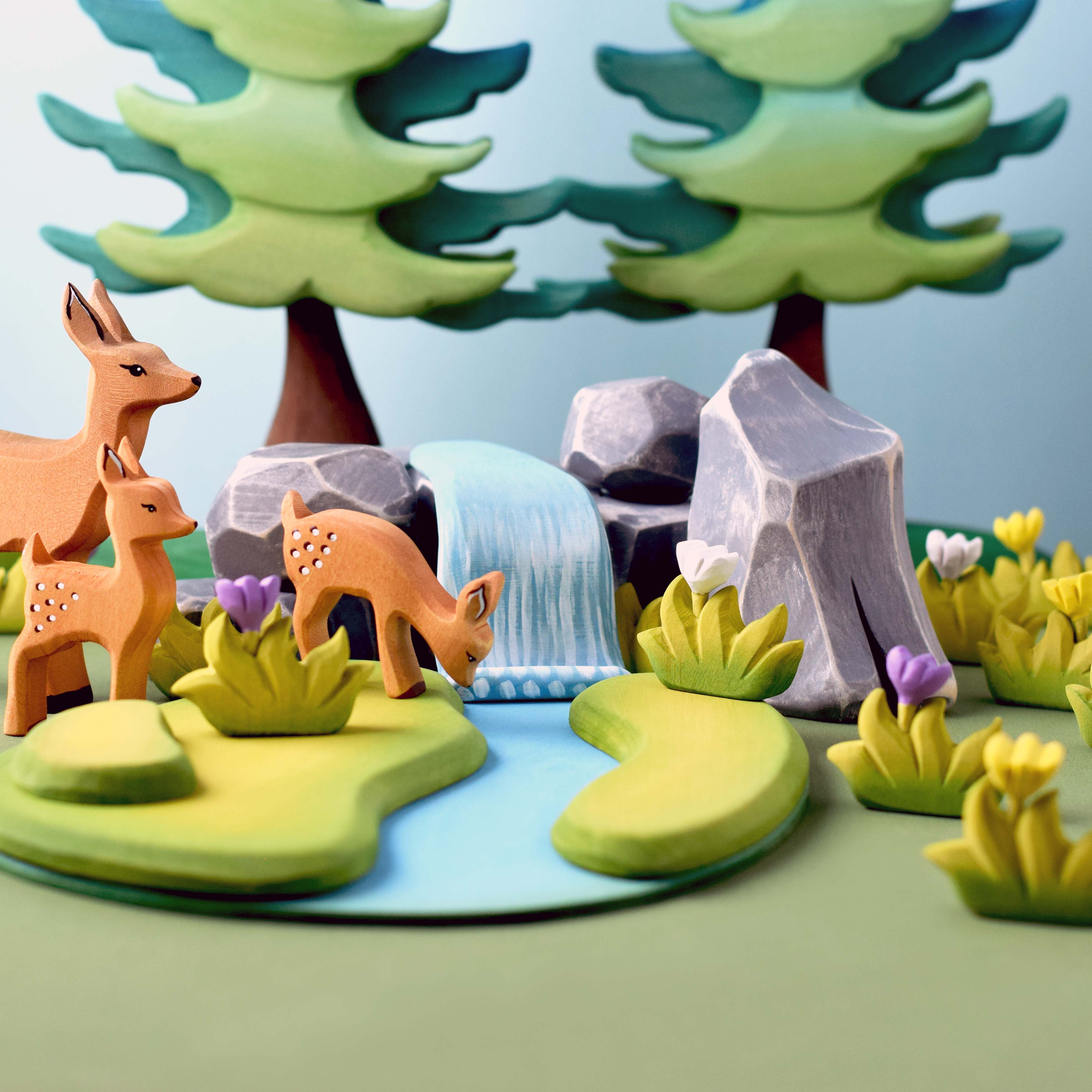 Bumbu Toys Brown Fawn Deer (Standing, Eating and Resting) - Cheeky Junior