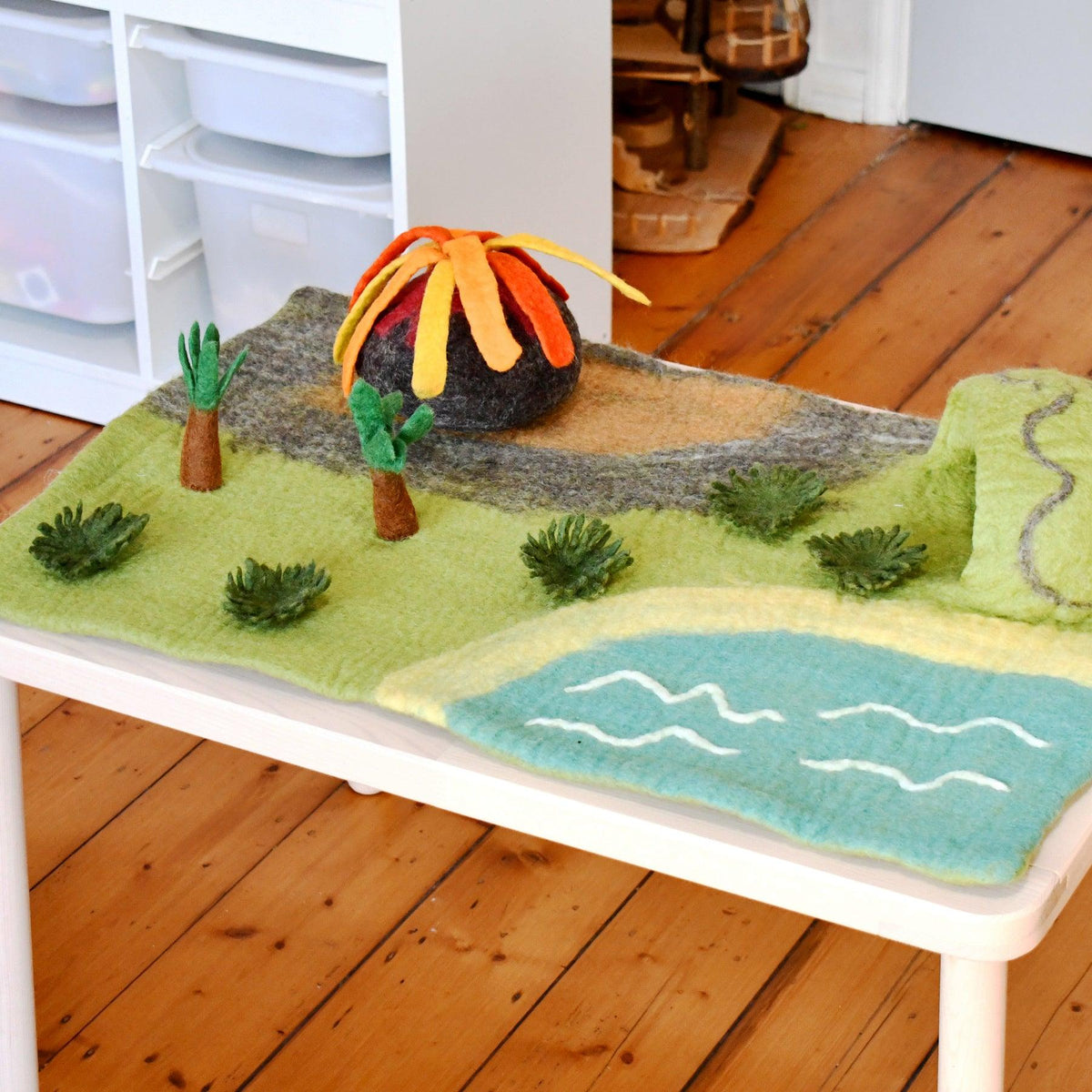 Tara Treasures Large Dinosaur Land with Volcano Felt Play Mat Playscape - Cheeky Junior