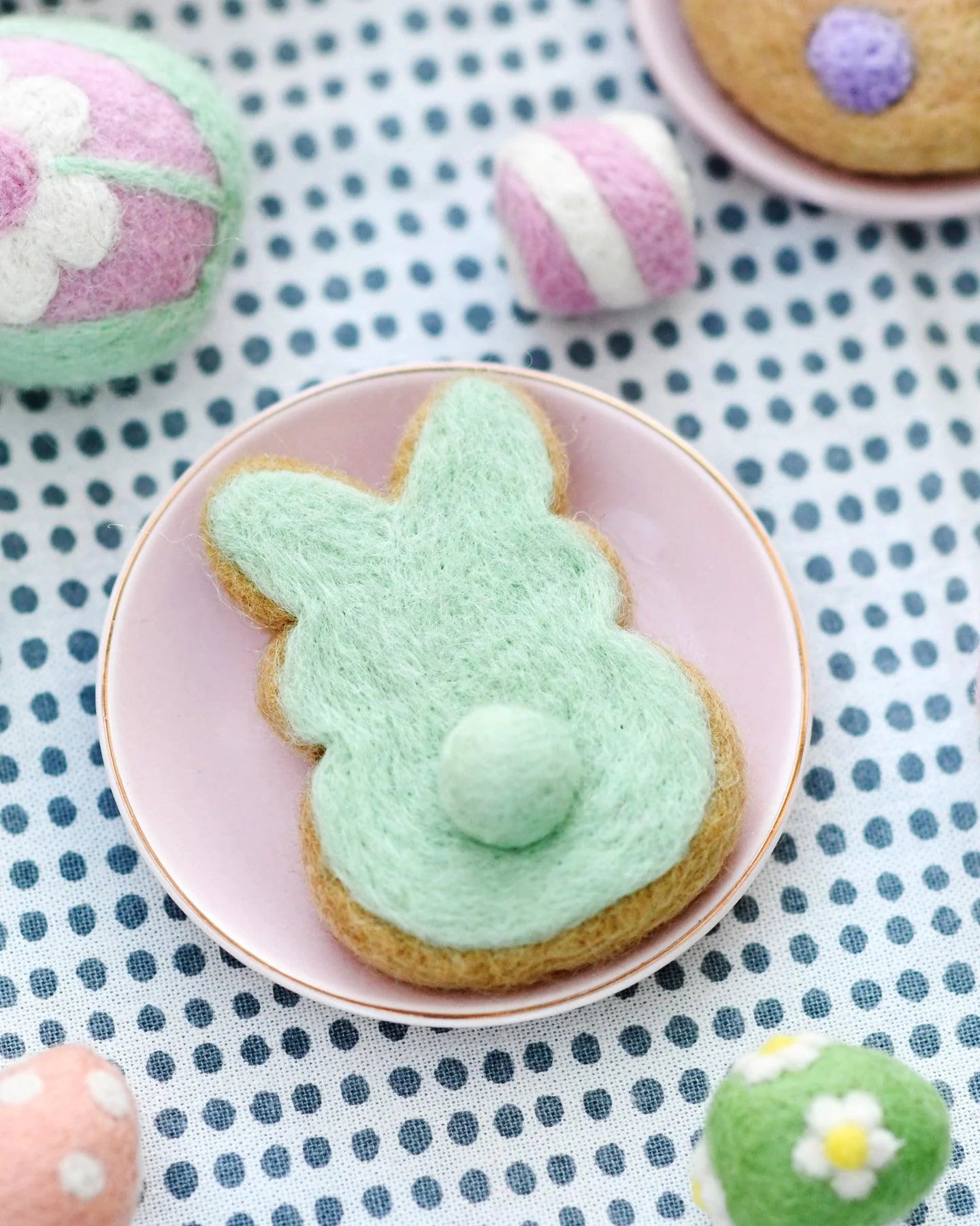 Tara Treasures Felt Easter Bunny Cookie (White, Pink and Mint) - Cheeky Junior