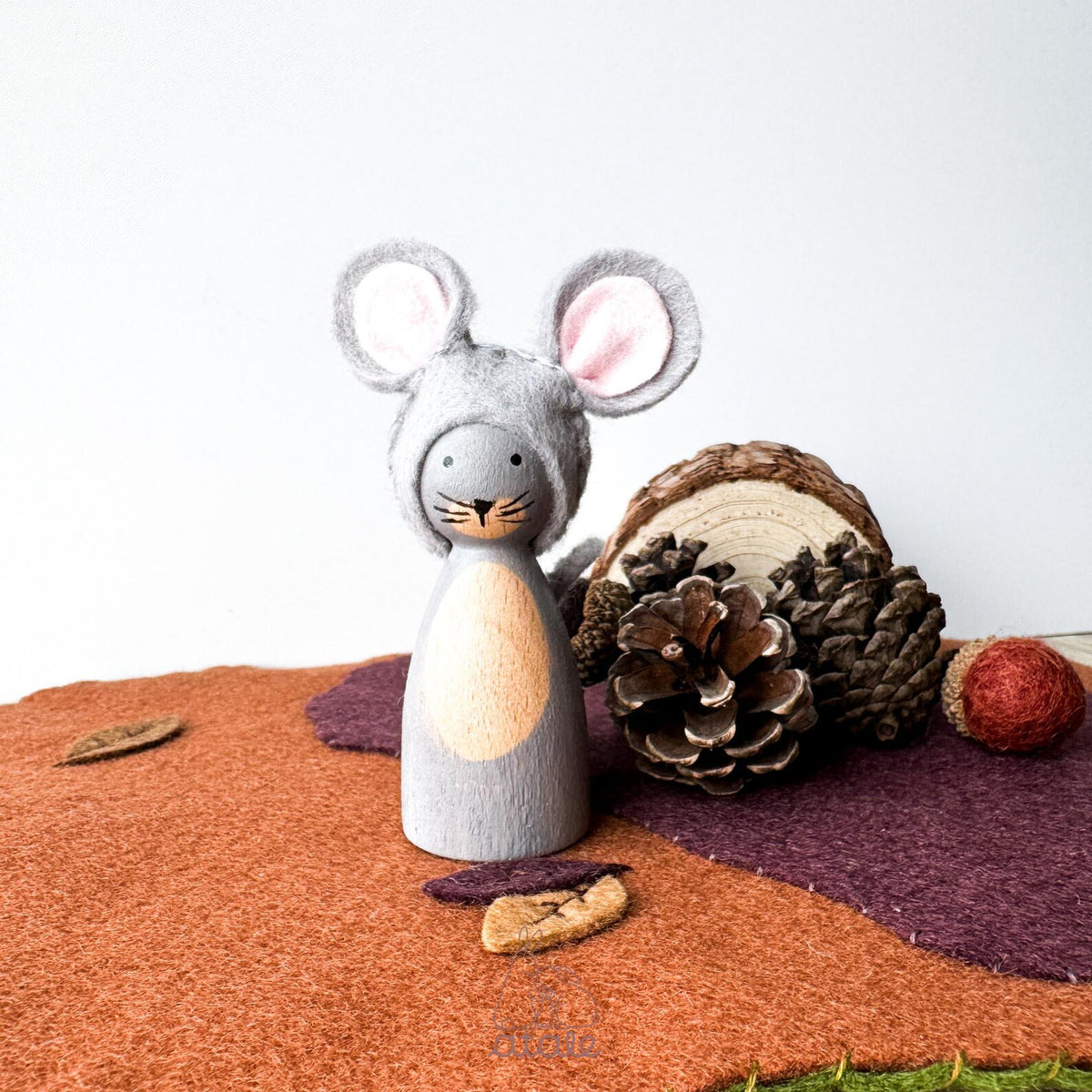 Atale - Mouse Wooden Peg Doll