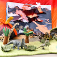 Load image into Gallery viewer, Tara Treasures Large Dinosaur Land with Volcano Felt Play Mat Playscape - Cheeky Junior