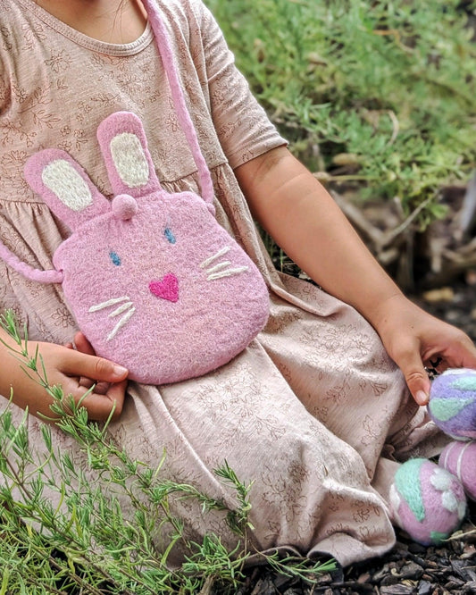 Tara Treasures Felt Easter Bunny Bag (Pink, Mint and Lilac)