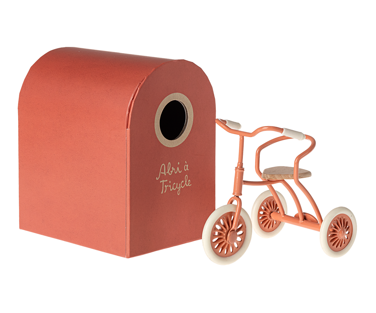 Maileg Abri a Tricycle Mouse - Coral - Cheeky Junior
