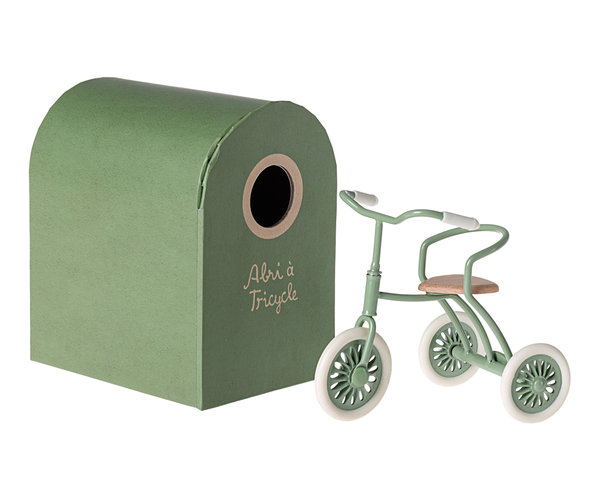 Maileg Abri a Tricycle Mouse - Green - Cheeky Junior