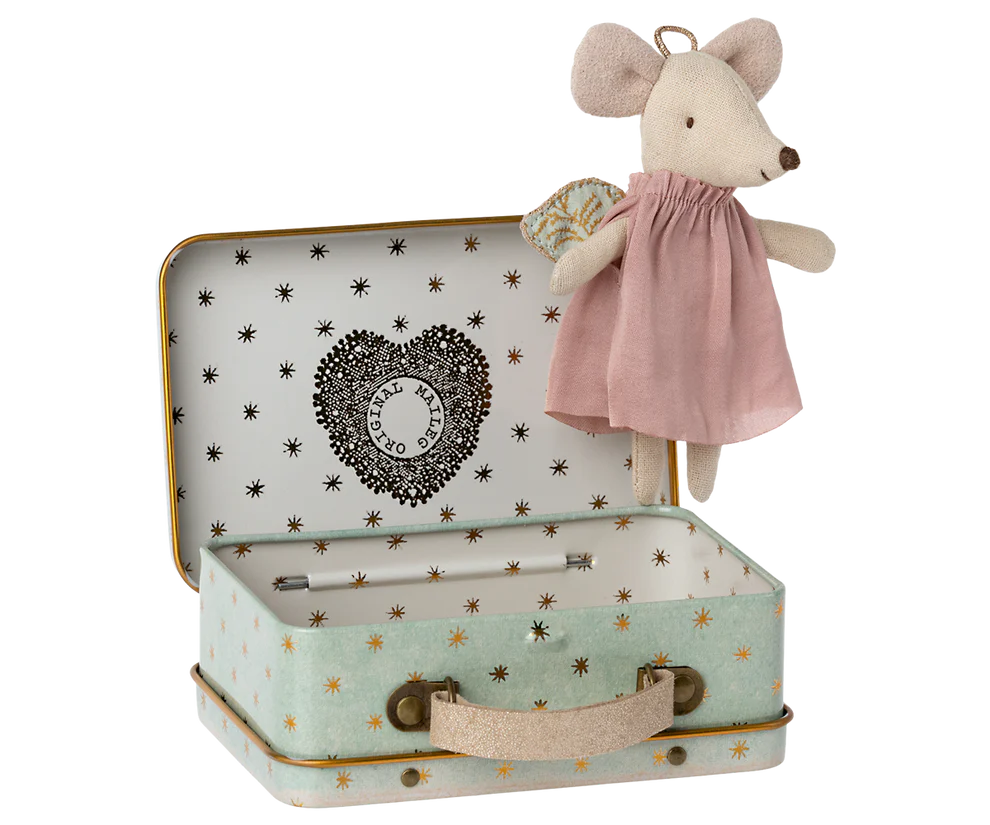 Maileg - Angel Mouse in Suitcase Little Sister