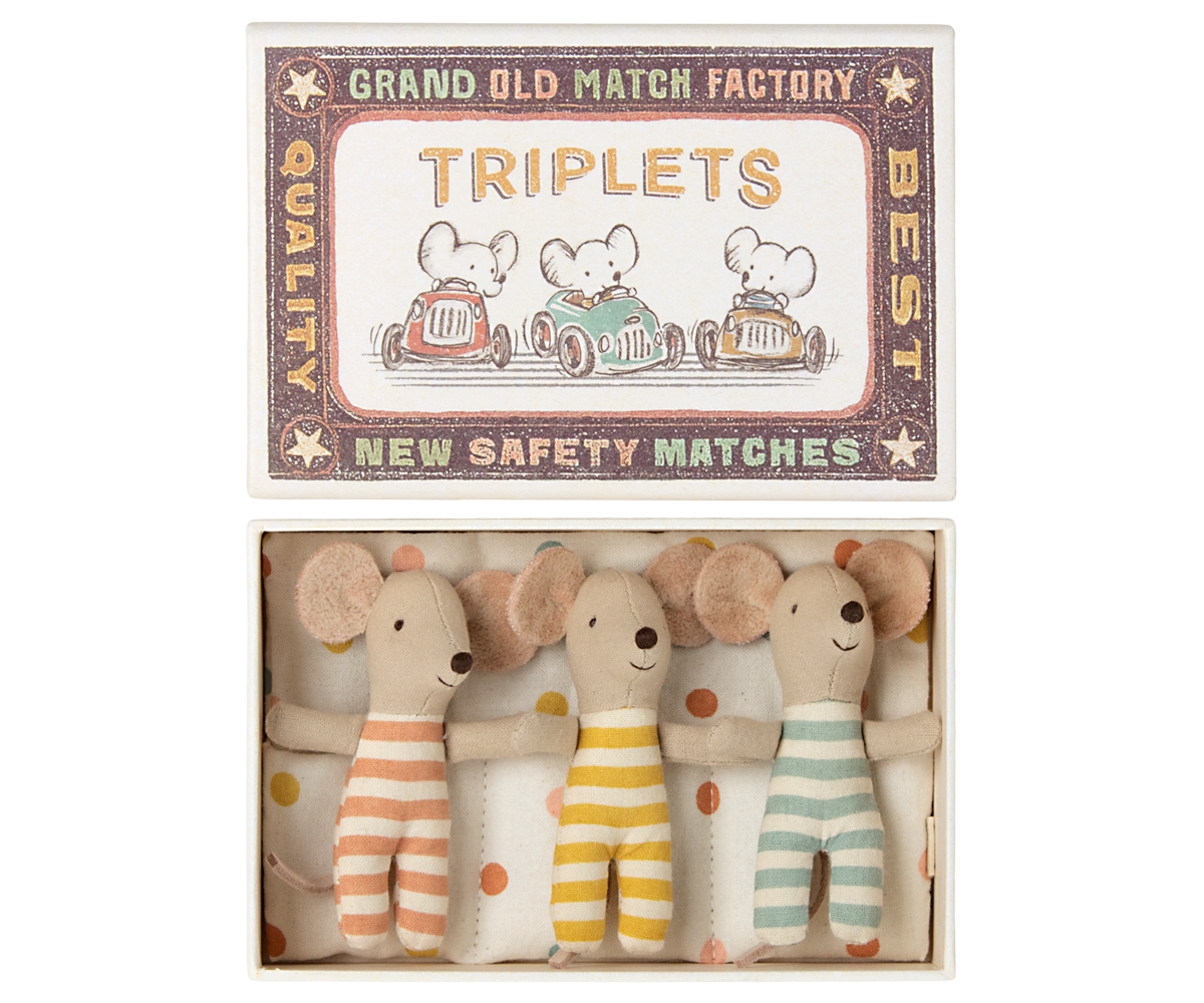 Maileg Triplets Baby Mice in Matchbox - Cheeky Junior