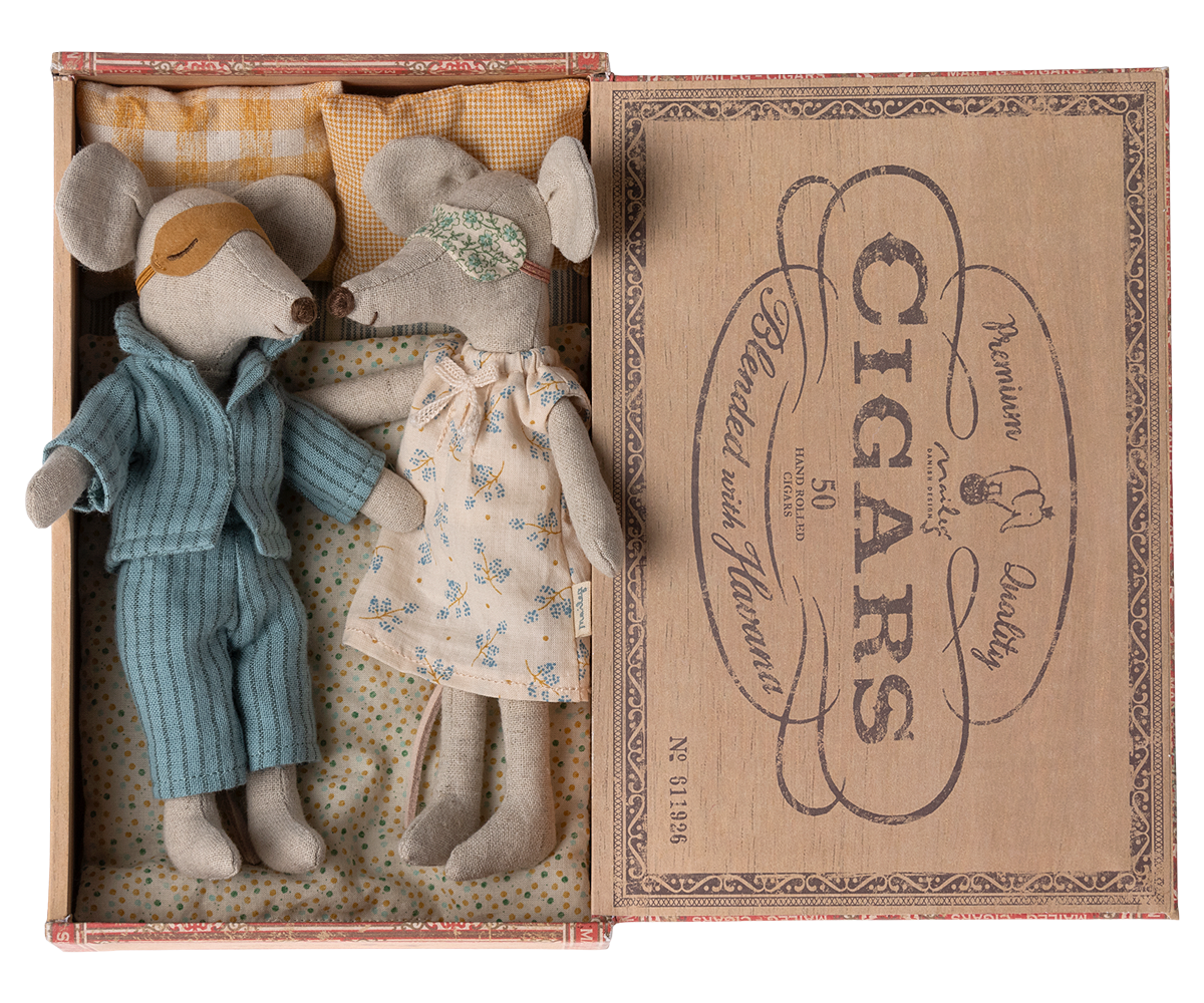 Maileg Mum and Dad Mice in Box - Cheeky Junior