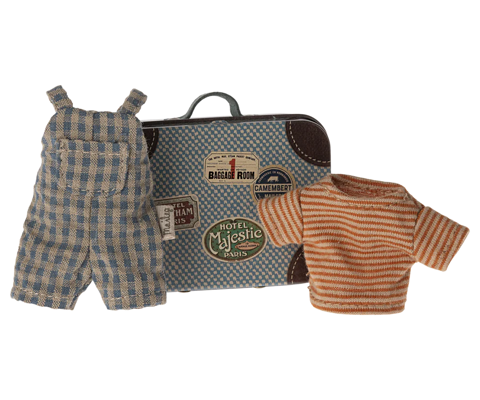 Maileg - Overalls and Shirt for Big Brother Mouse in Suitcase