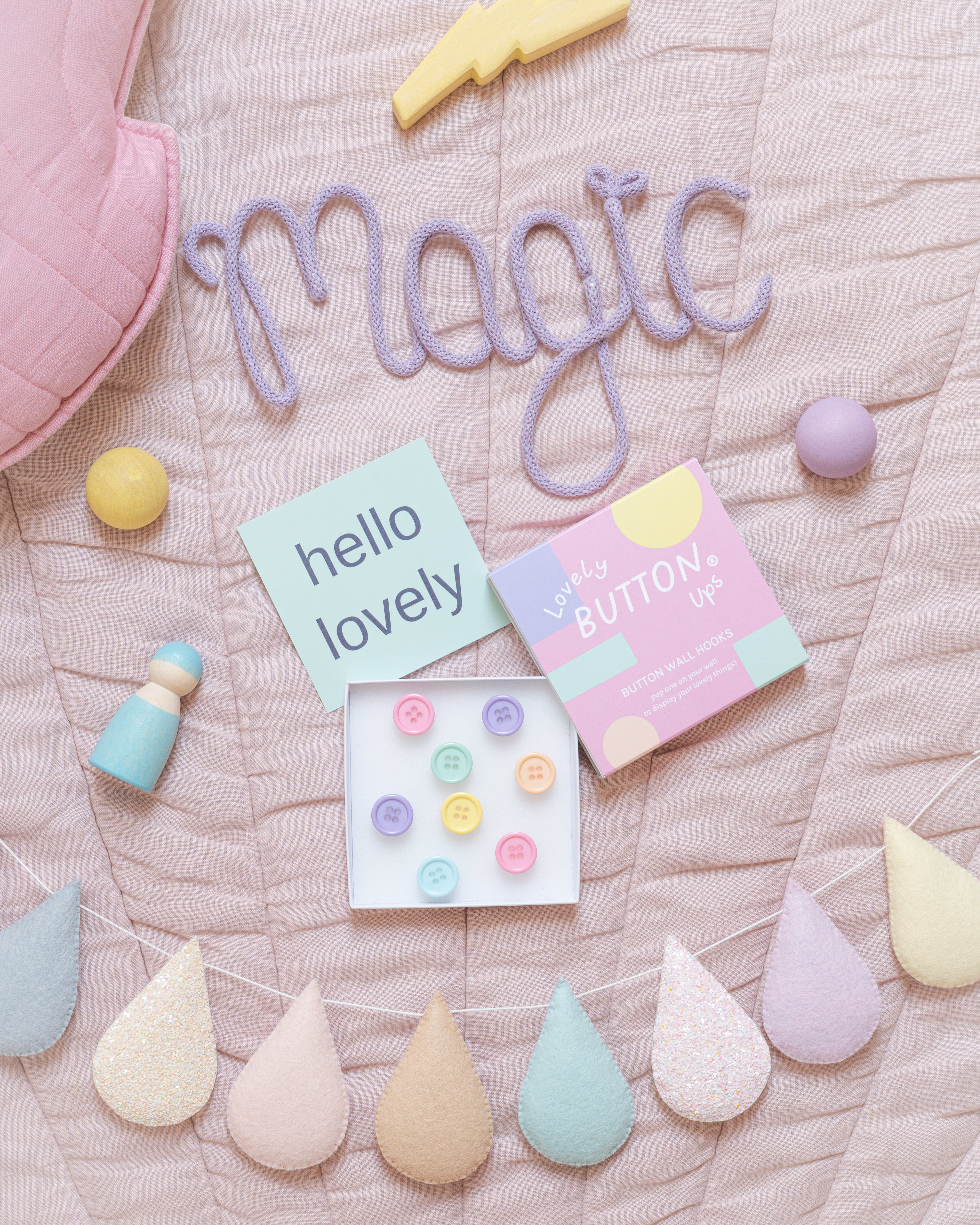Lovely Buttons Ups ® - Wall Hooks Pastel Collection