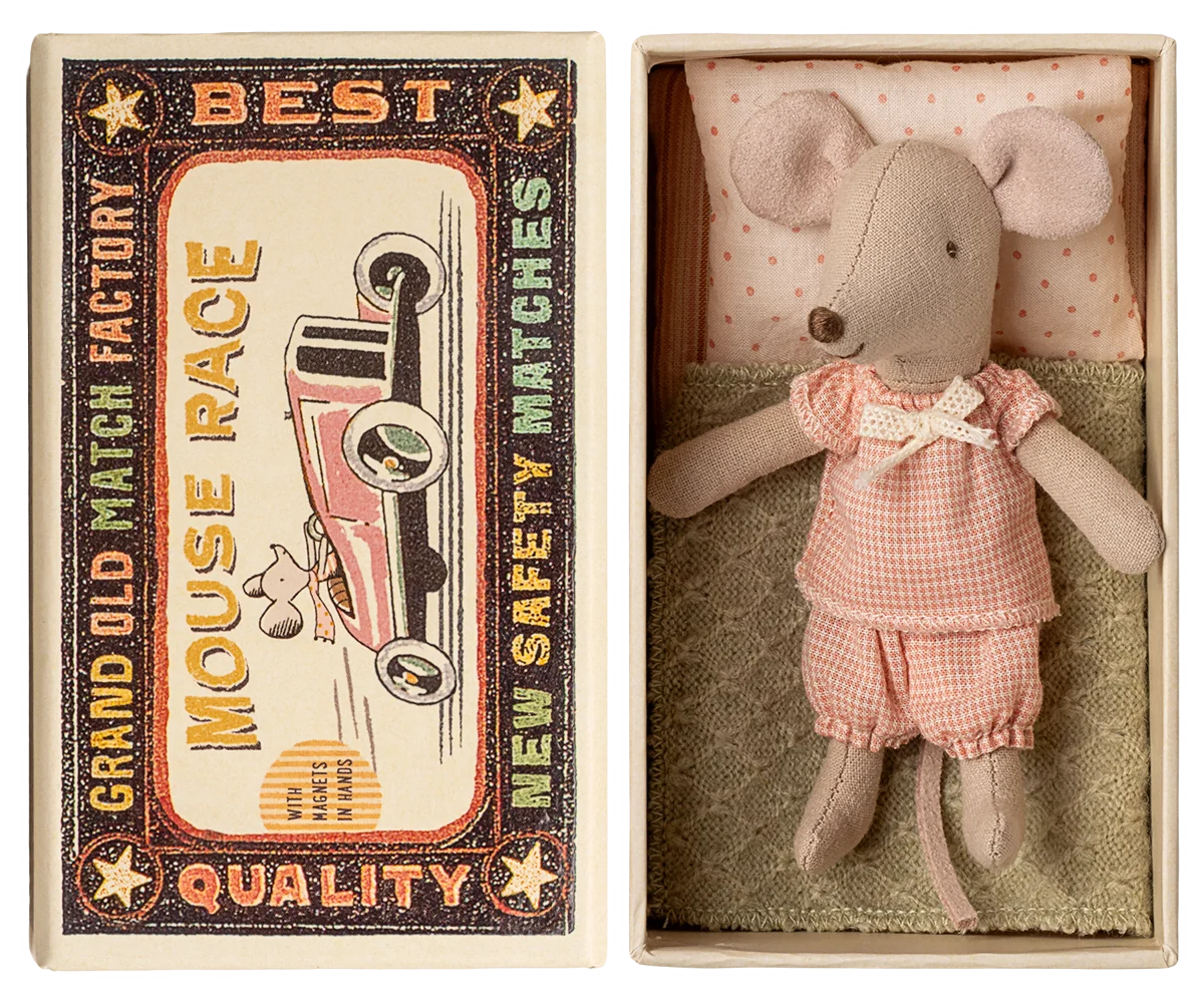 Maileg - Little Sister Mouse in Matchbox