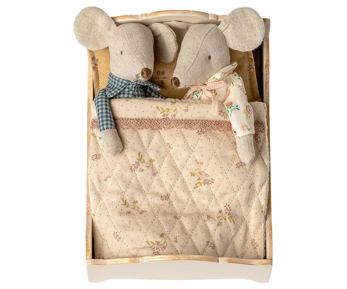 Maileg - Wooden Bed Off-White for Mouse