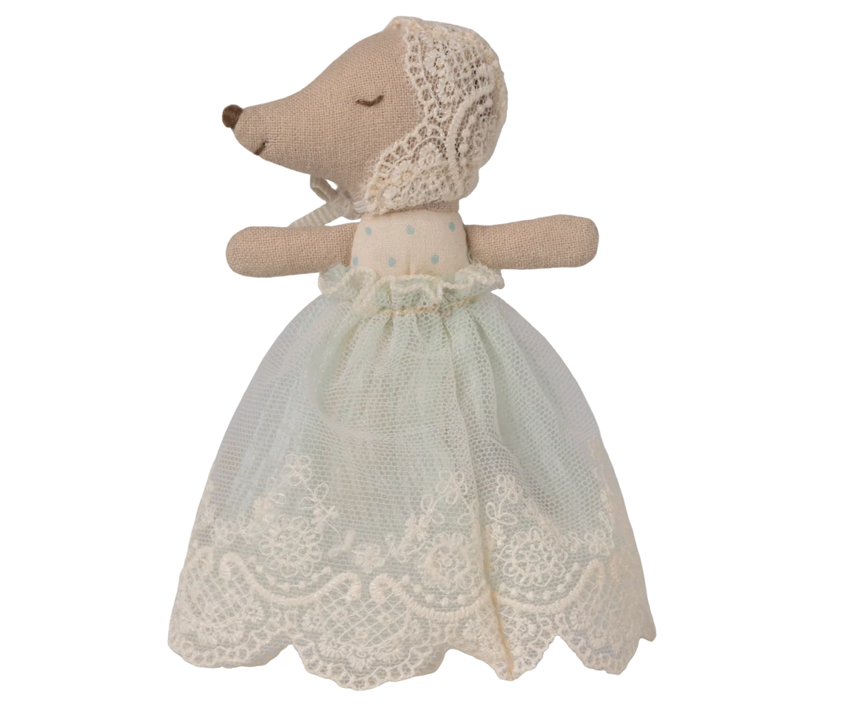 Maileg - Baby Mouse in Gown Mint