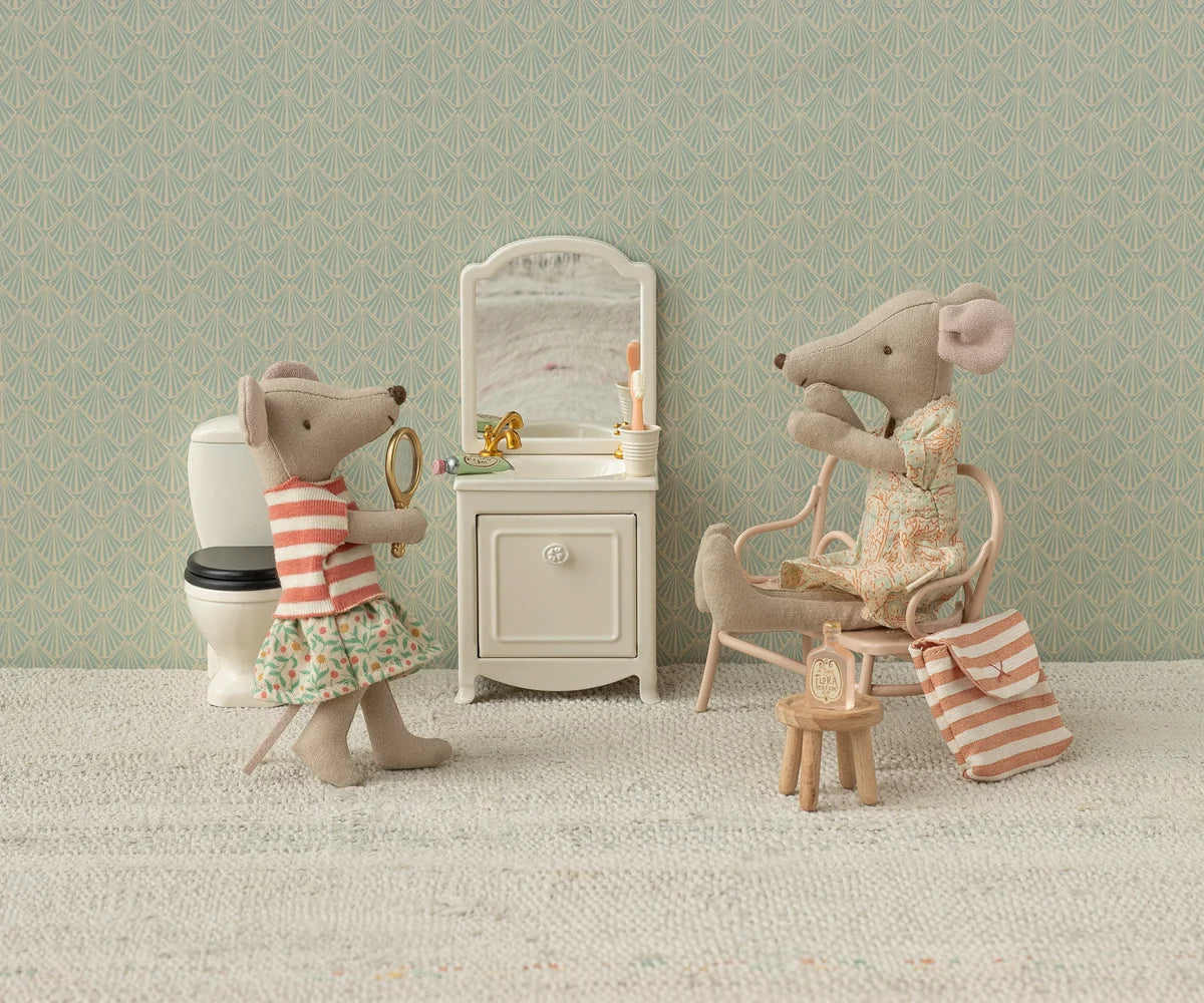 Maileg - Toothbrush Set in a Bag Coral Stripe for Mouse
