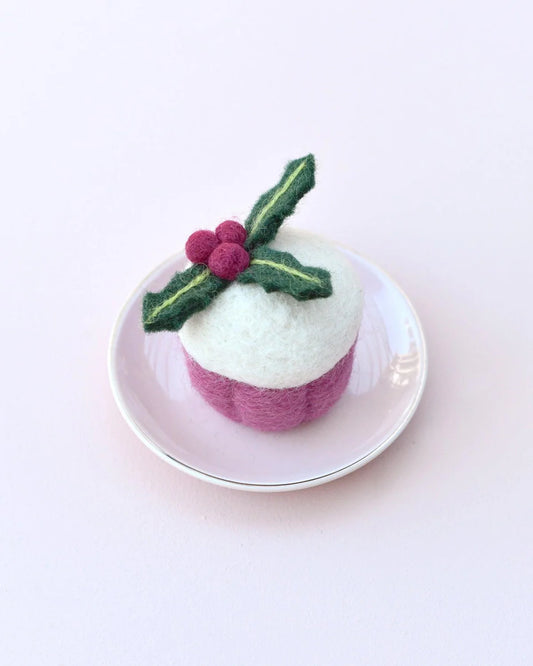 Tara Treasures - Felt Holly Berry Cupcake
