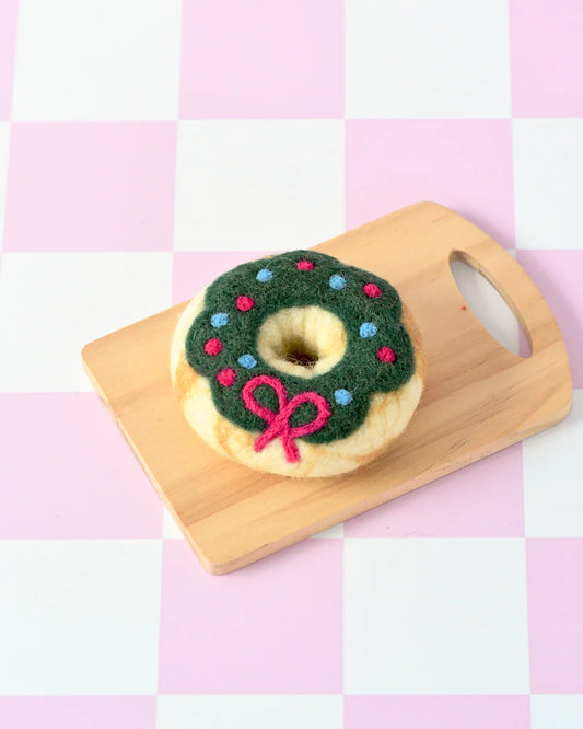 Tara Treasures Felt Christmas Donut - Green Holly Wreath Icing