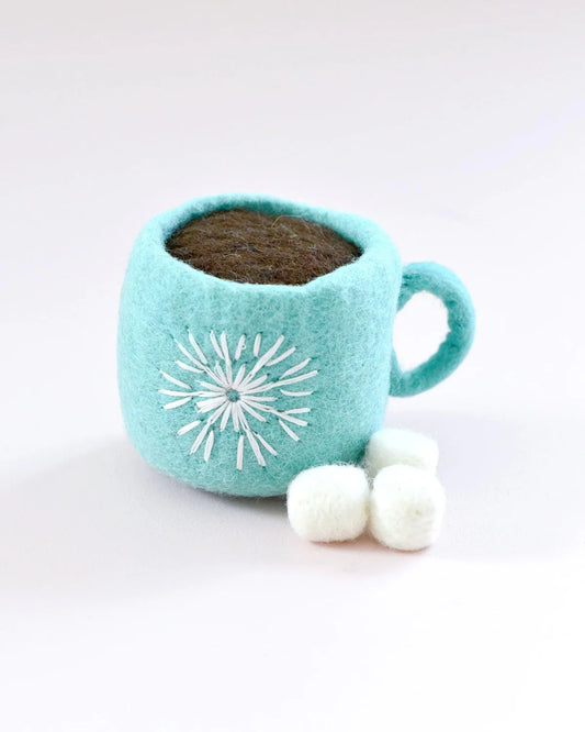 Tara Treasures - Felt Hot Chocolate Cacao with Marshmallows (Blue Cup)