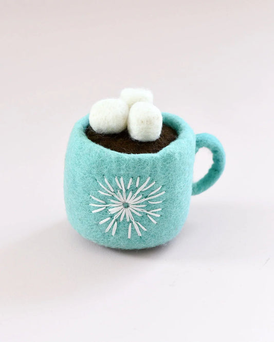 Tara Treasures - Felt Hot Chocolate Cacao with Marshmallows (Blue Cup)