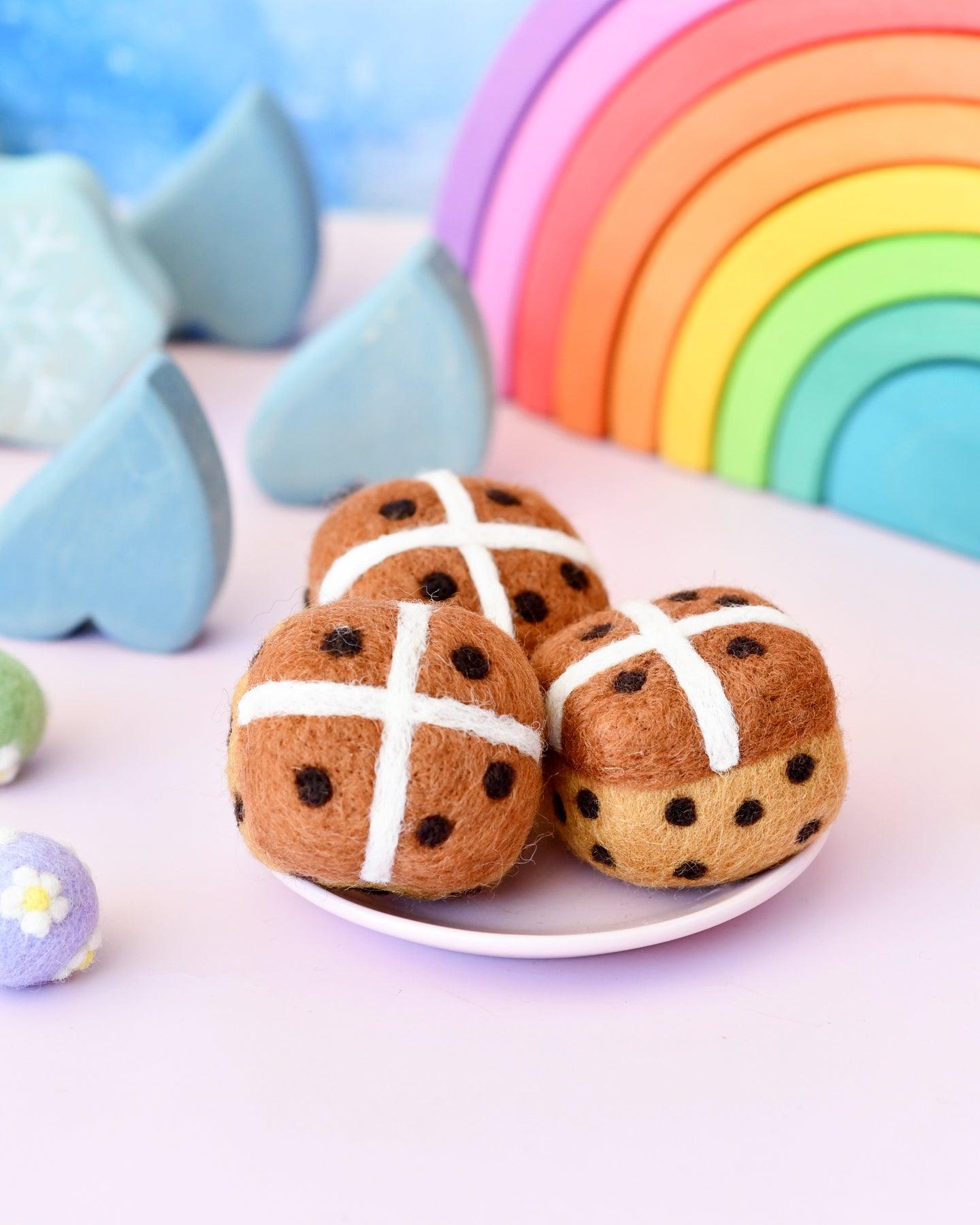 Tara Treasures Felt Hot Cross Buns Set of 3 - Cheeky Junior