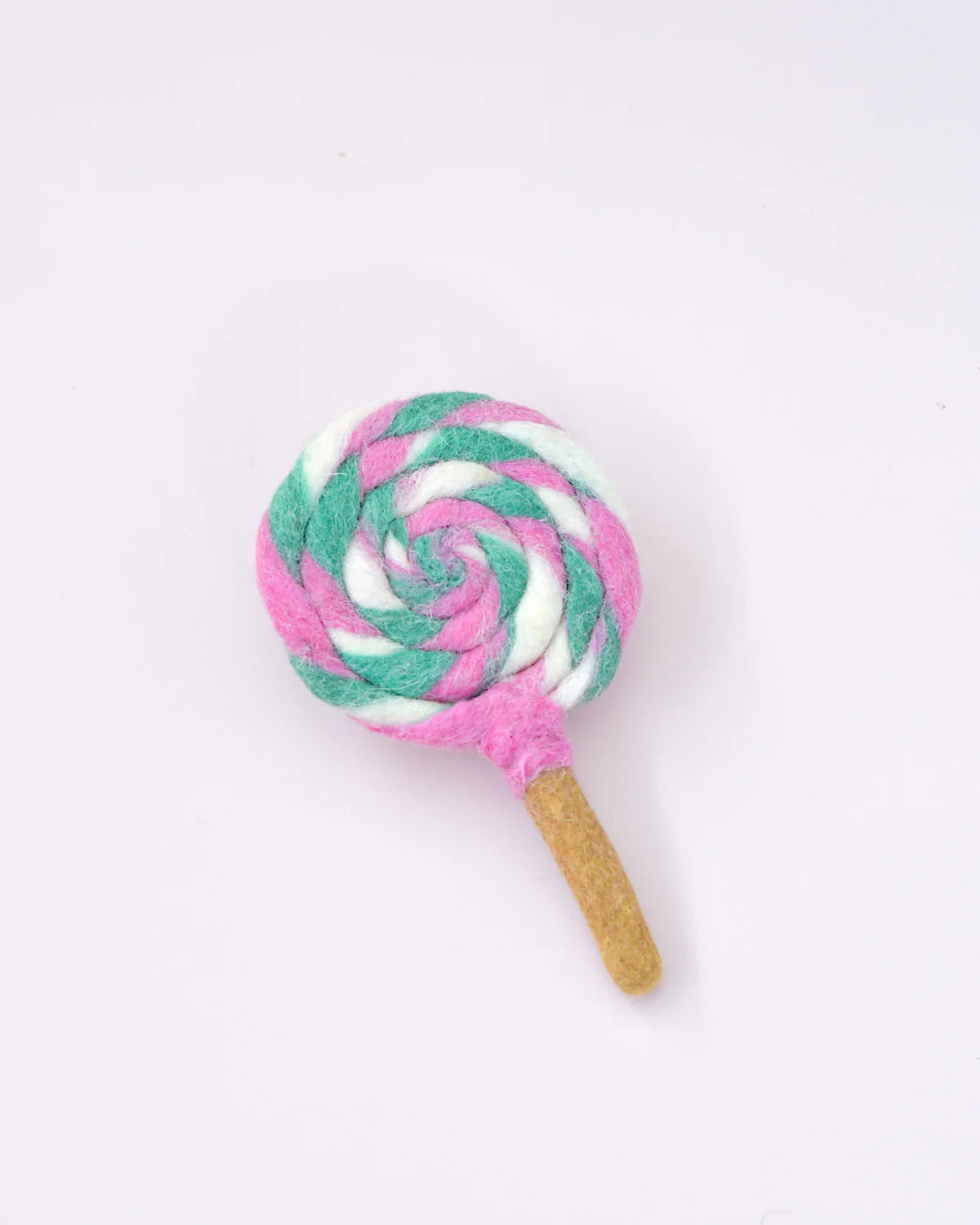 Tara Treasures - Felt Pink and Green Swirl Lollipop