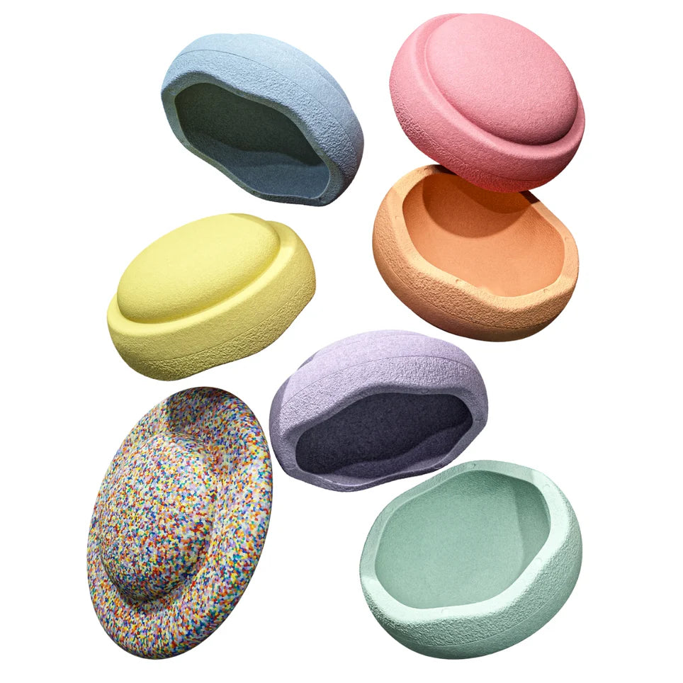 Stapelstein - Rainbow Pastel Set of 6 + 1 Super Confetti Board Set