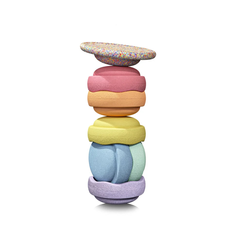 Stapelstein - Rainbow Pastel Set of 6 + 1 Super Confetti Board Set