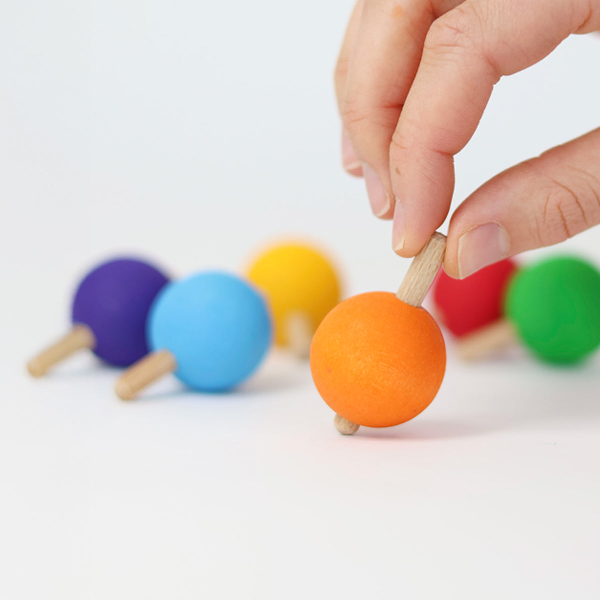 Grimm's - Spinning Tops Set of 6 Rainbow